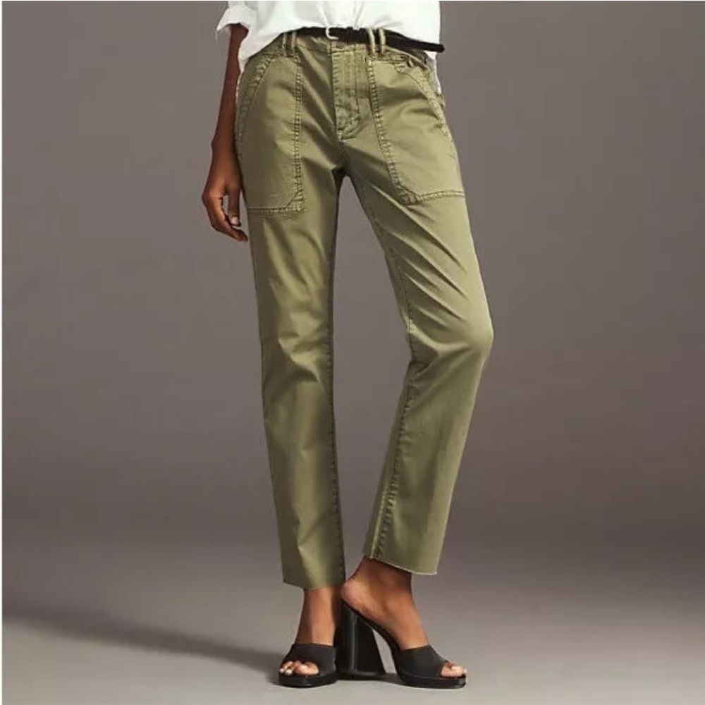 Anthropologie Pilcro Utility Slim Straight-Leg Ankle Crop Pants Size 33 raw hem